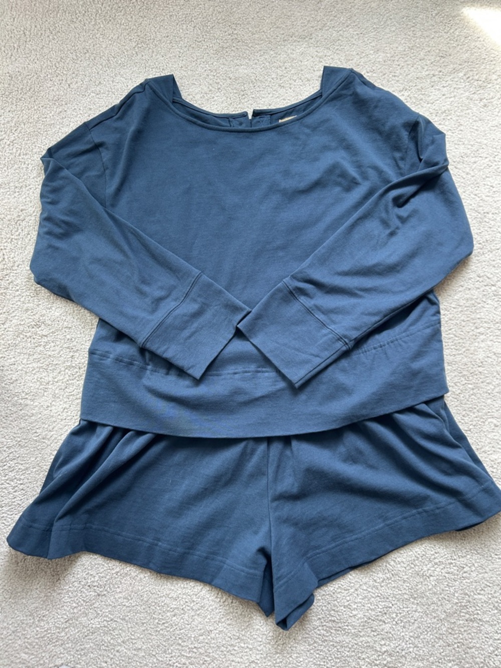 Women’s Free People Slate Blue Long-Sleeve Peplum Romper, Size L - Picture 5 of 8